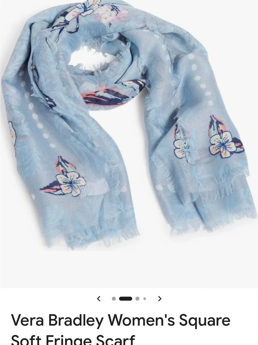 VERA BRADLEY SCARF Cherry Blossoms Blue DISCONTINUED PATTERNS RARE SOFT FRINGED